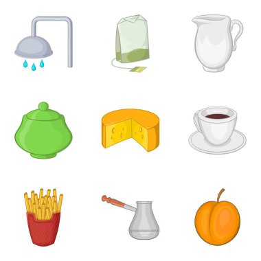 Aygıt için çay Icons set, karikatür tarzı