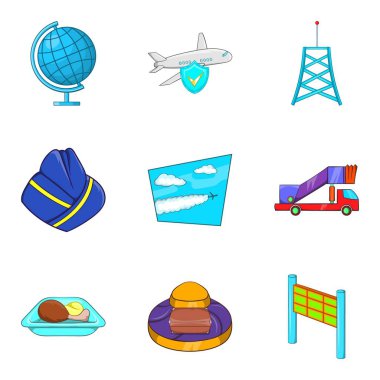 Radyo deniz feneri Icons set, karikatür tarzı