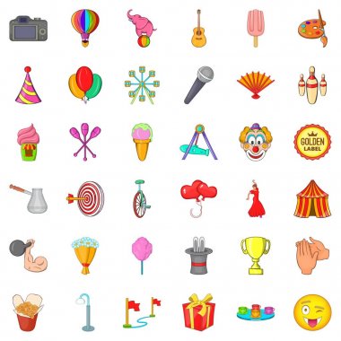 Komik Icons set, karikatür tarzı