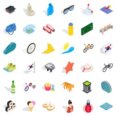 Mimari Icons set, izometrik stili