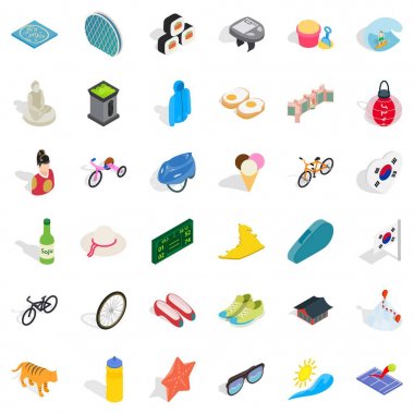 Giyim Icons set, izometrik stili