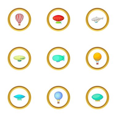 Sıcak hava balon Icons set, karikatür tarzı