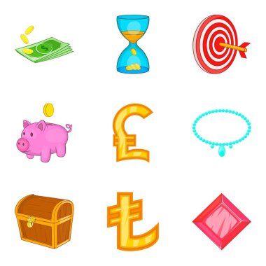 Para Icons set, karikatür tarzı