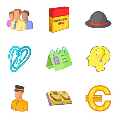 İş-iş Icons set, karikatür tarzı