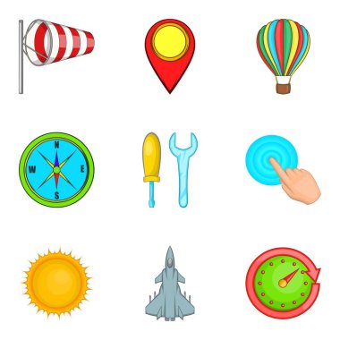 Sigara-uçan hava simgeleri ayarla, tarzı çizgi film