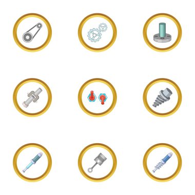 Mekanik vites Icons set, karikatür tarzı