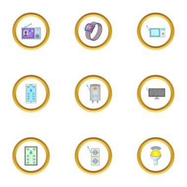 Akıllı ev dedektörü Icons set, karikatür tarzı