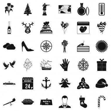 Neşeli günde simgeler kümesi, simle stili