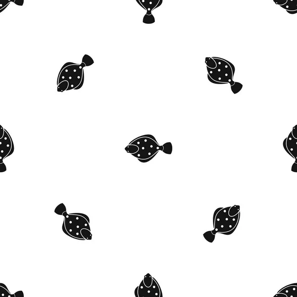 Flounder patrón de peces sin costura negro — Archivo Imágenes Vectoriales