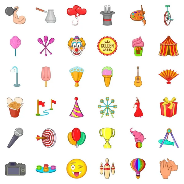 Icons set gülümseyen, karikatür tarzı