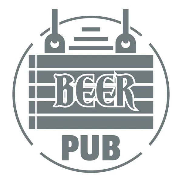 Dřevěné desce pivní hospoda logo, jednoduchý šedý styl — Stockový vektor