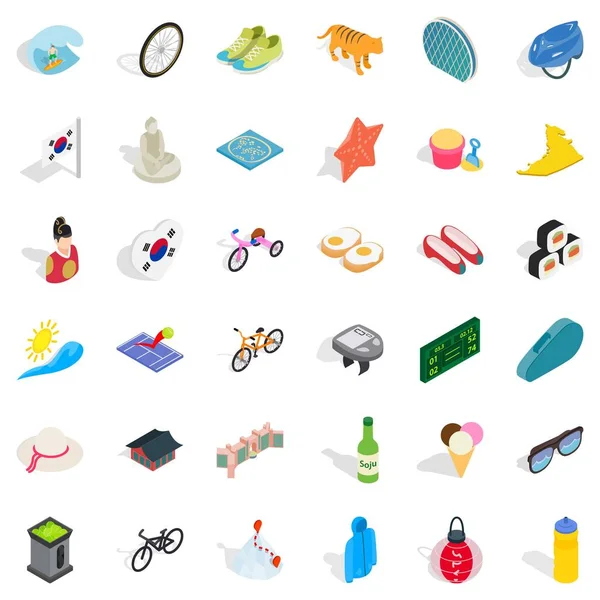 Bisiklet Icons set, izometrik stili