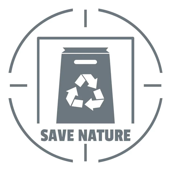 廃棄物のリサイクルのロゴ、シンプルなグレー スタイル — ストックベクタ