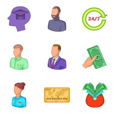 Parça başı iş Icons set, karikatür tarzı