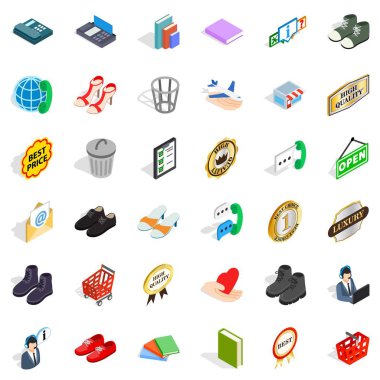 Reklam Icons set, izometrik stili