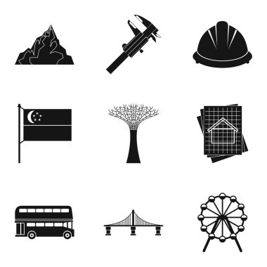 Mühendislik Bölümü Icons set, basit tarzı