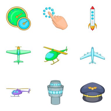 Aerodrome Icons set, karikatür tarzı