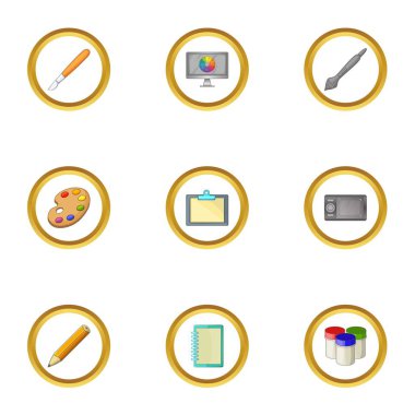 Sanat araç Icons set, karikatür tarzı