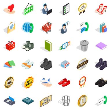 Açık Icons set, izometrik stili