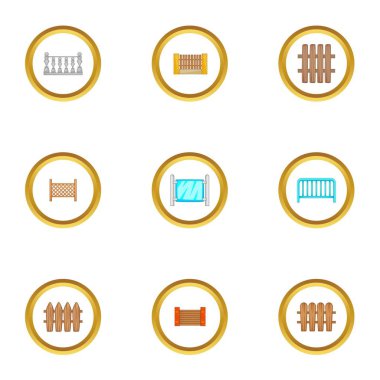 Mimari çit Icons set, karikatür tarzı