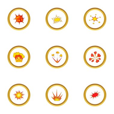 Farklı patlama Icons set, karikatür tarzı