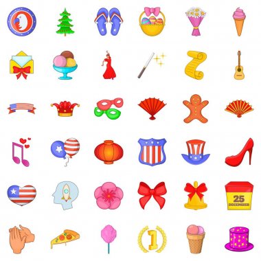 Christmas Icons set, karikatür tarzı