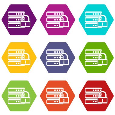 Veritabanı ile asma kilit simgesi ayarla renk altı yüzlü