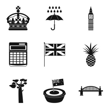 Kaldırma Icons set, basit tarzı