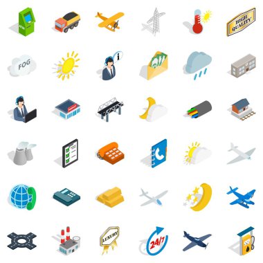 İstasyonu Icons set, izometrik stili