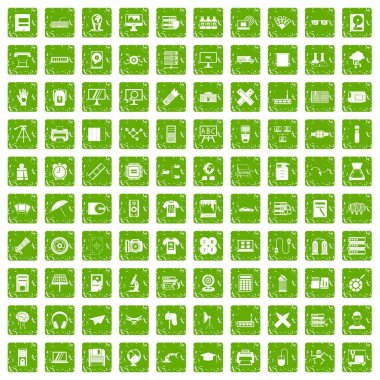 100 yazıcı simgelerini grunge yeşil ayarla