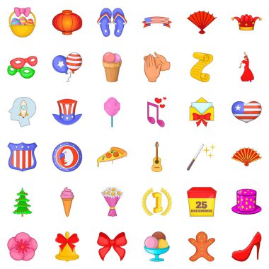 Dekorasyon Icons set, karikatür tarzı