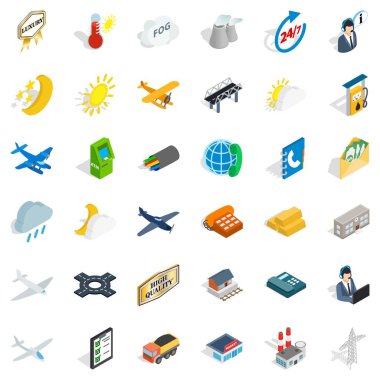 Icons set, izometrik stil uçmak