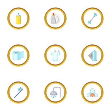 Ev temizliği simgeler ayarla, tarzı çizgi film