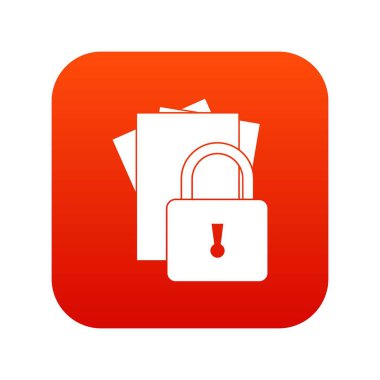 Asma kilit simgesi dijital kırmızı olan klasörler