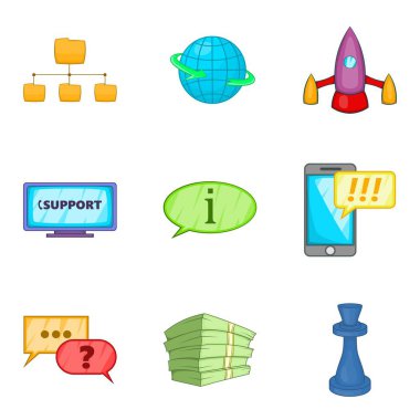 Icons set dış kaynak kullanımı, karikatür tarzı