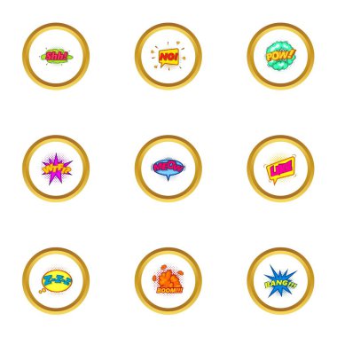 Trendy konuşma balonu Icons set, karikatür tarzı
