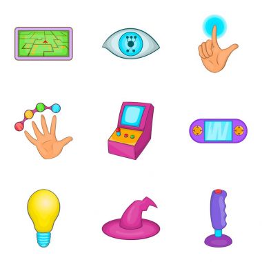 Slot makinesidir Icons set, karikatür tarzı