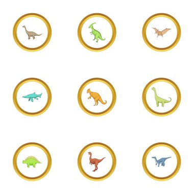 Dinozor Icons set, karikatür tarzı