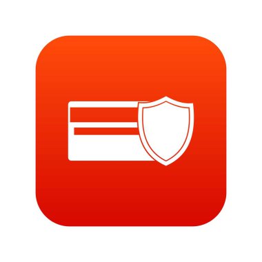Kredi kartı ve kalkan simgesi dijital kırmızı
