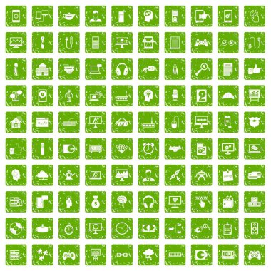 100 programcısı simgeler grunge yeşil ayarla