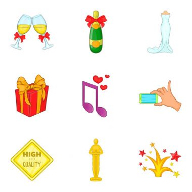 Kutlama kazanan Icons set, karikatür tarzı