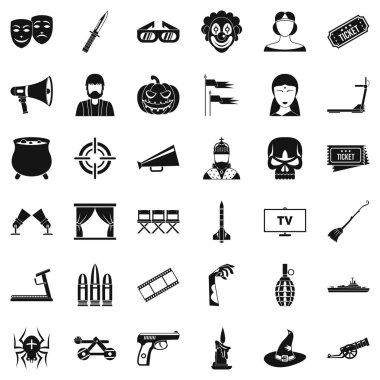 Film şeridi Icons set, simle stili