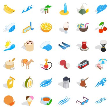 Davul simgeleri ayarlandı, izometrik biçim