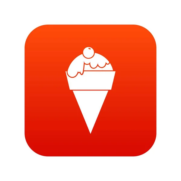 Ícone de sorvete vermelho digital — Vetor de Stock
