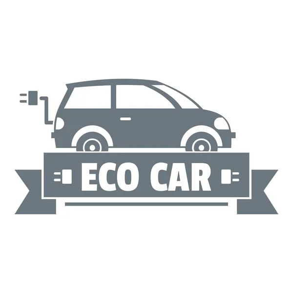 Эко-автомобиль логотип, простой серый стиль — стоковый вектор