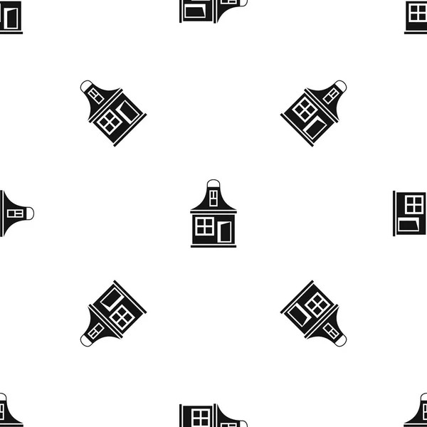 Petite maison motif sans couture noir — Image vectorielle