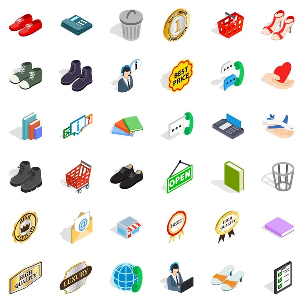 Conjunto de iconos de información, estilo isométrico — Vector de stock