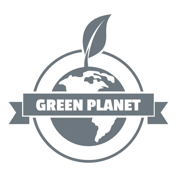 Green planet logo, simple gray style — Stock Vector