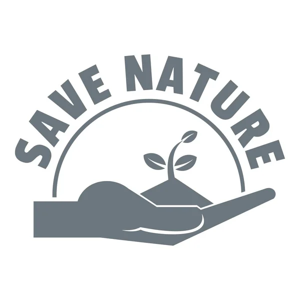 スプラウト手ロゴ、シンプルなグレー スタイル — ストックベクタ