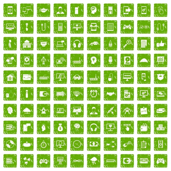 100 programcısı simgeler grunge yeşil ayarla